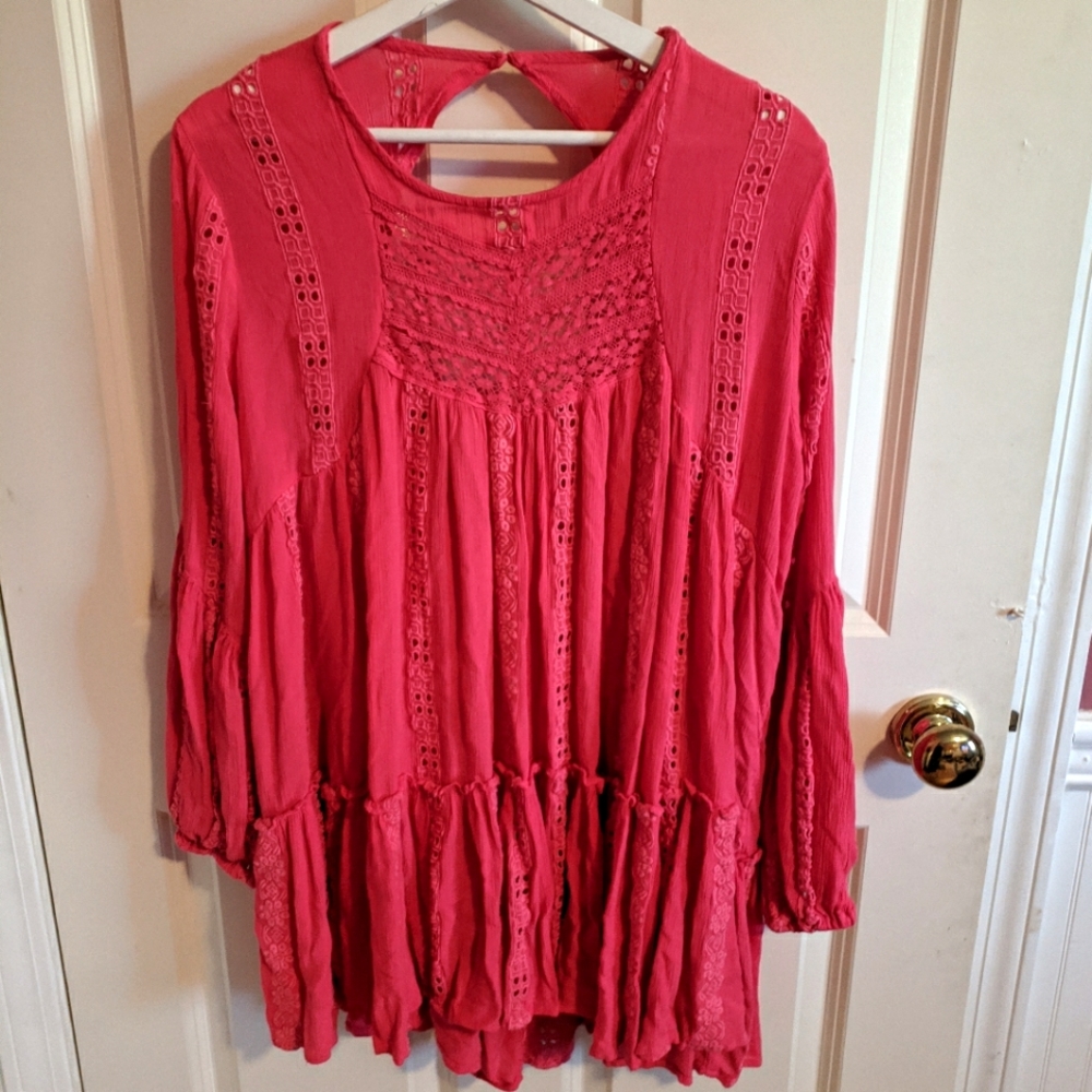 Free People Flowy Pink Blouse